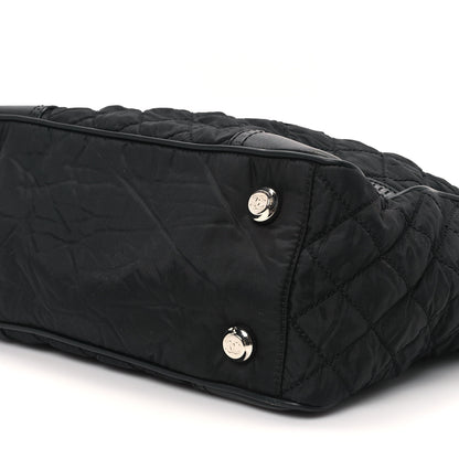 Chanel Nylon Calfskin Quilted CC Paris New York Tote Bag Black 10 of 12