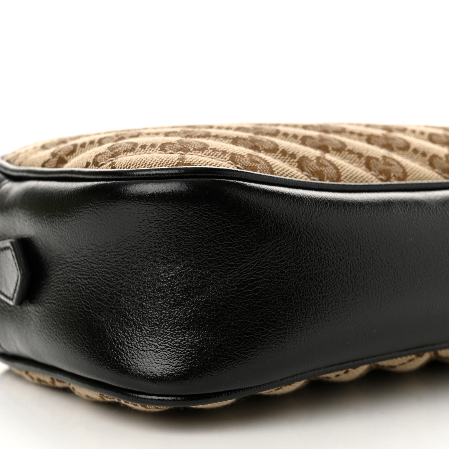 Gucci Monogram Matelasse Diagonal Small GG Marmont Chain Shoulder Bag Beige Black 10 of 12