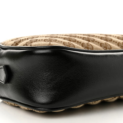 Gucci Monogram Matelasse Diagonal Small GG Marmont Chain Shoulder Bag Beige Black 10 of 12
