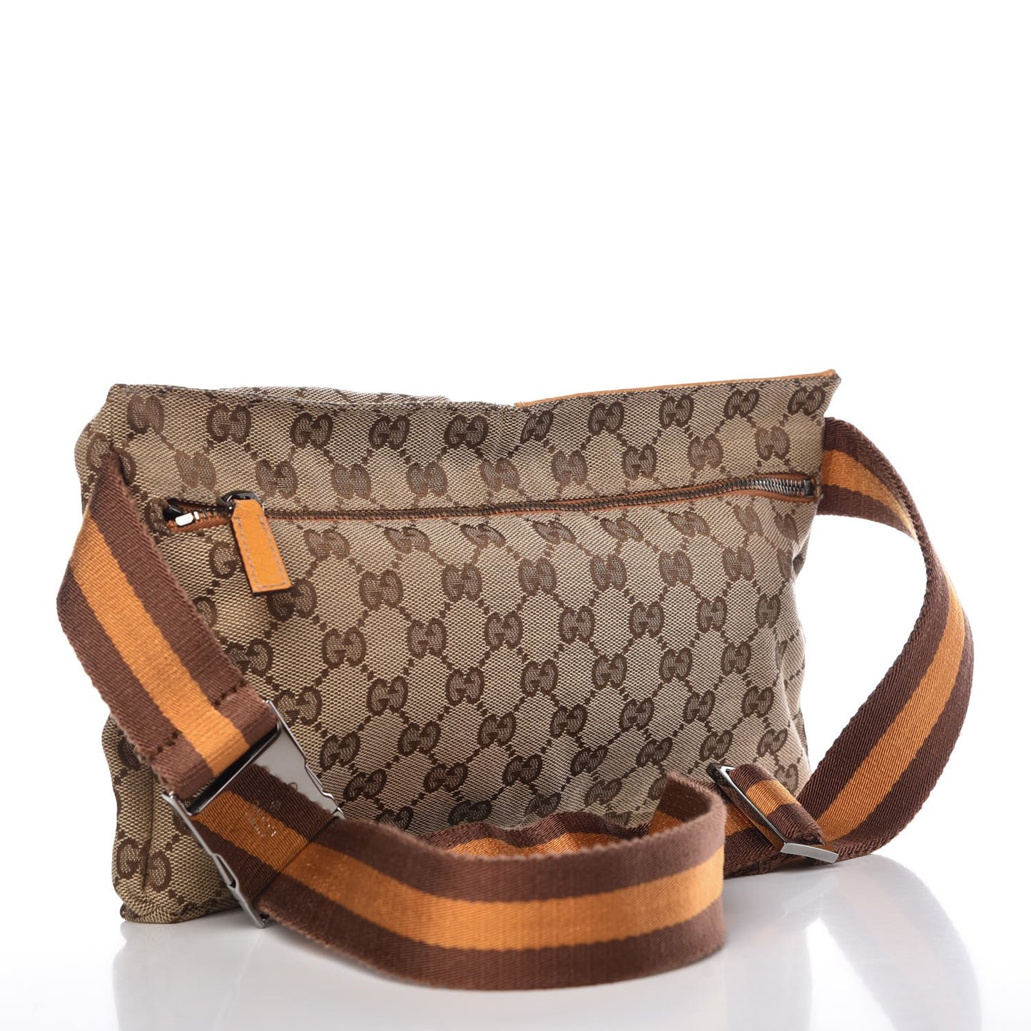 GG Monogram Web Double Pocket Belt Bag Yellow