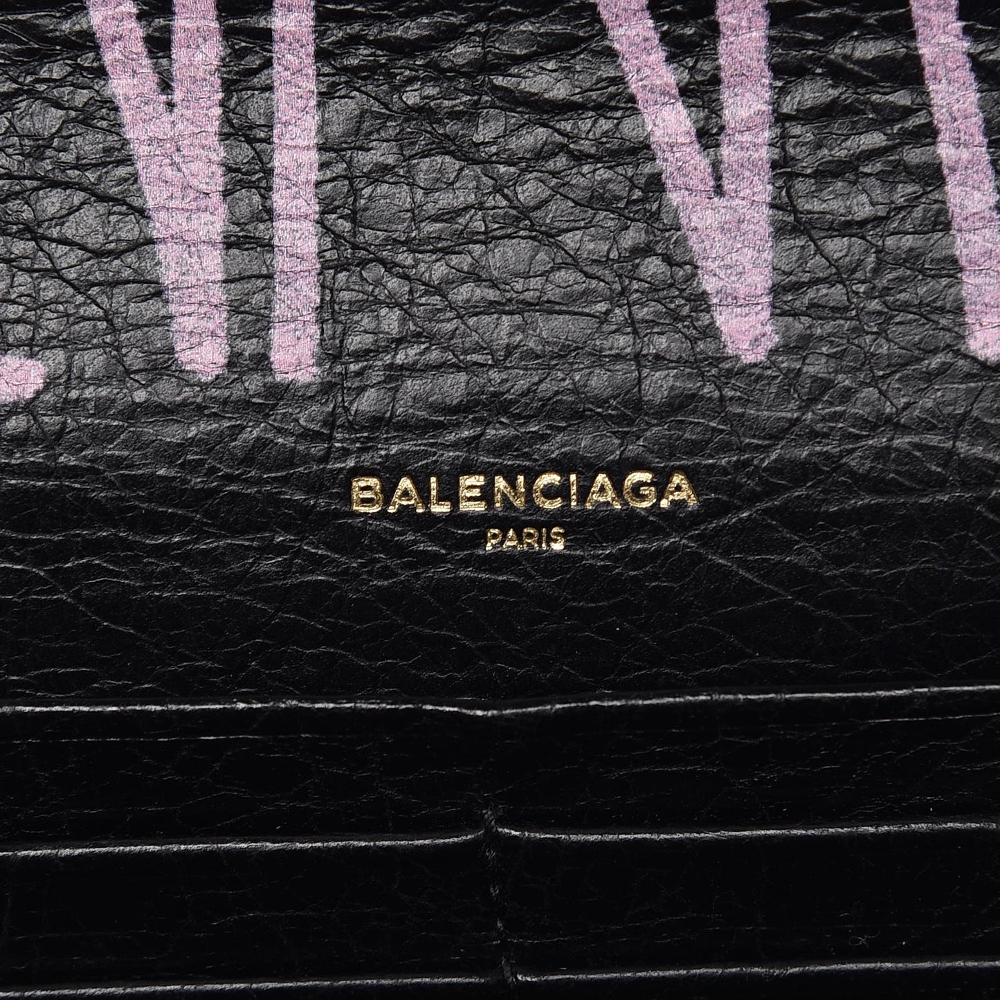 Agneau Classic Hardware Graffiti Money Wallet Black Multicolor