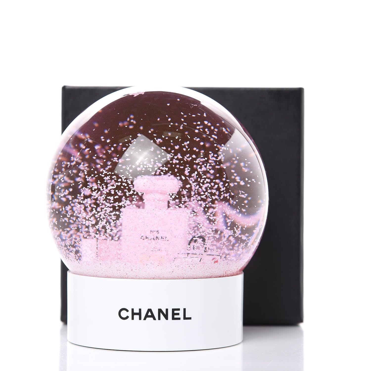 Chanel Glass N°5 Perfume Bottle Snow Globe Pink 5 of 5