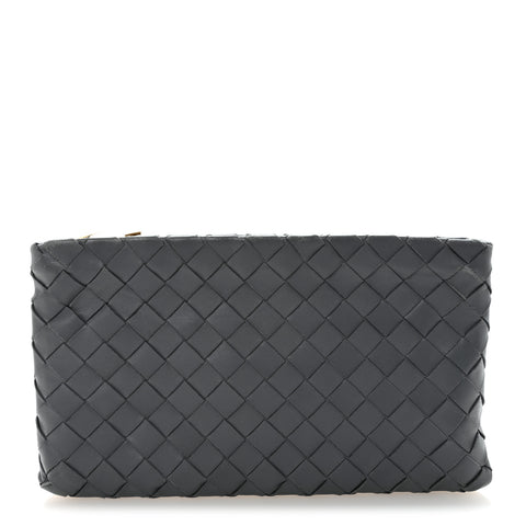 Nappa Intrecciato Small Zip Pouch Thunder
