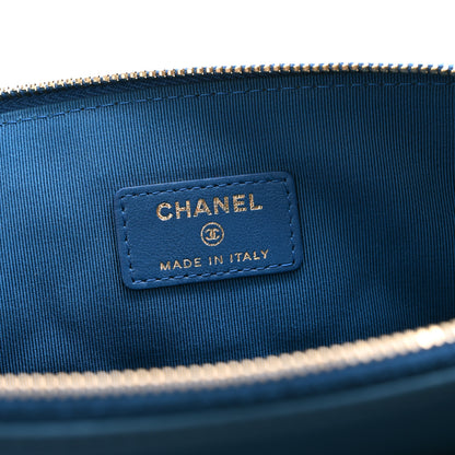 Chanel Lambskin Quilted Large Flap Cosmetic Case Blue 7 of 11