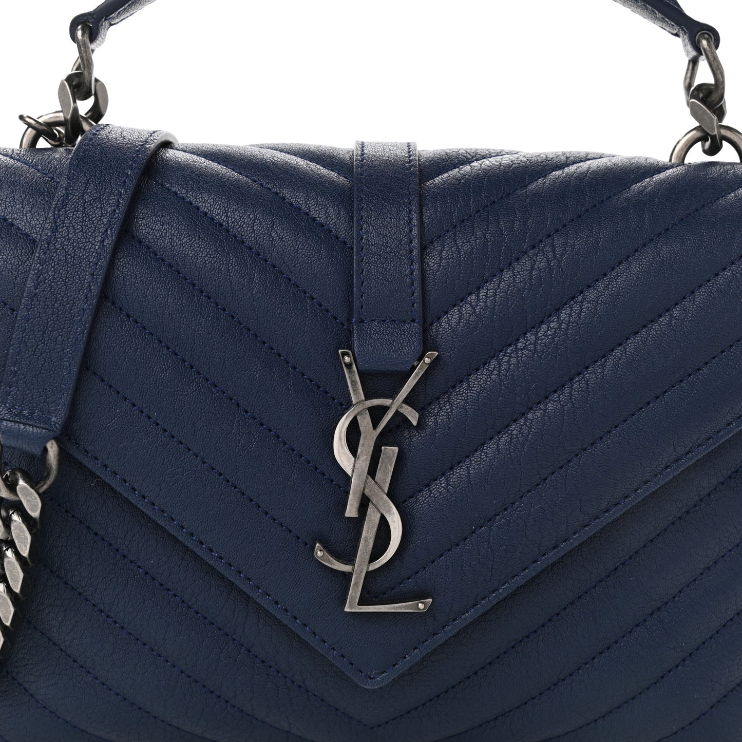 Sheepskin Matelasse Monogram Medium College Bag Navy