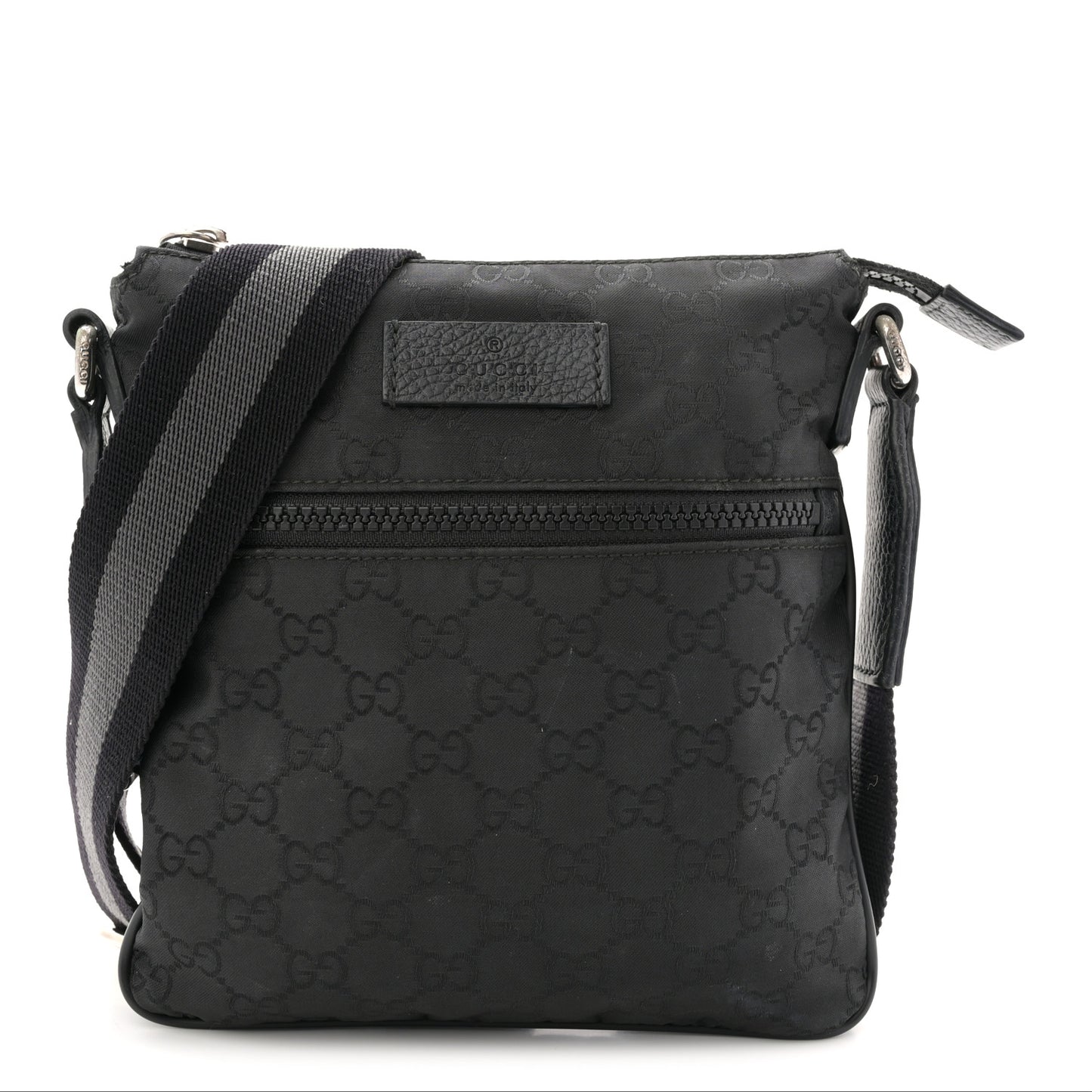 Nylon Monogram Mini Flat Messenger Bag Black