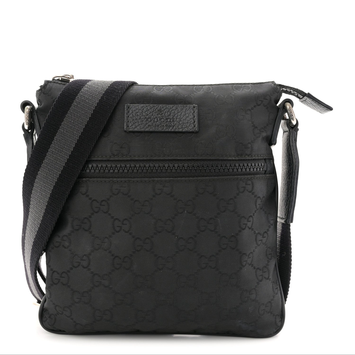 Gucci Nylon Monogram Mini Flat Messenger Bag Black 1 of 11