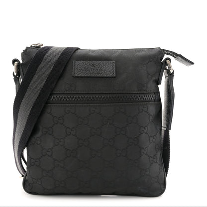 Gucci Nylon Monogram Mini Flat Messenger Bag Black 1 of 11