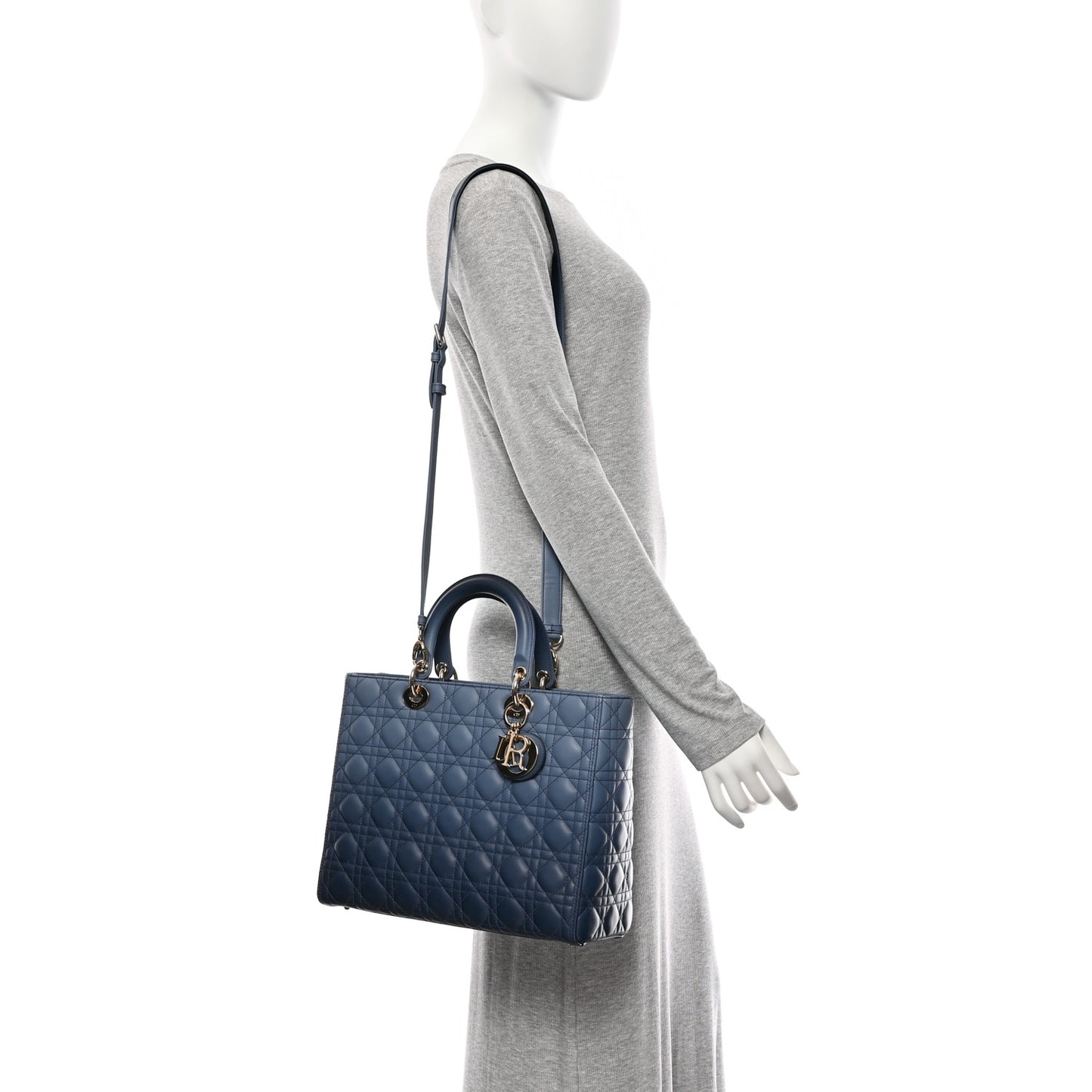 Lambskin Cannage Gradient Large Lady Dior Blue