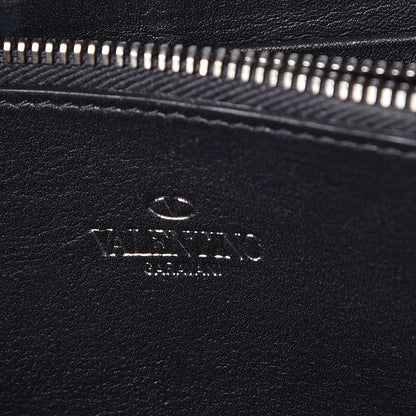 Valentino Garavani Calfskin Tonal Rockstud Zip Around Wallet Black 6 of 8