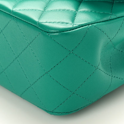 Chanel Lambskin Quilted Mini Top Handle Rectangular Flap  Green Dark Blue 9 of 9