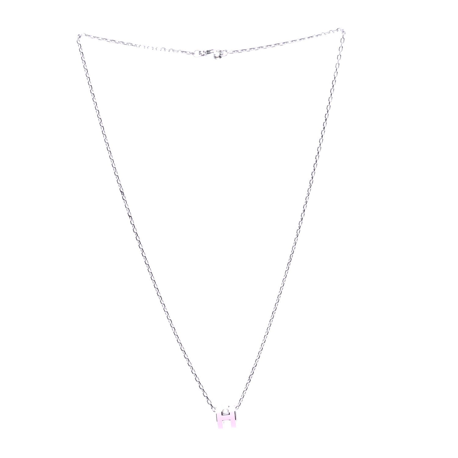 Hermes Palladium Mini Pop H Pendant Necklace Rose Dragee 2 of 4