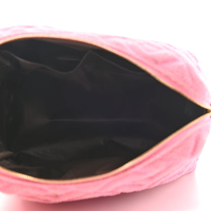 Fendi Terry Cloth Vitello Century Matte FF 1974 Embossed Medium Trapezoid Beauty Pouch Lollypop 5 of 10