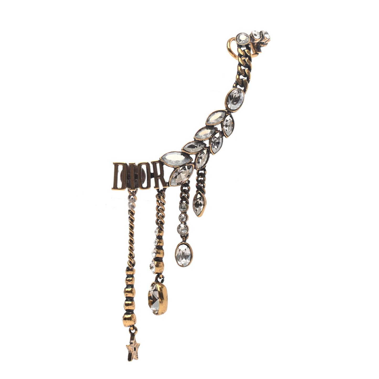 Crystal Metal Logo Dio(r)evolution Earring Aged Gold