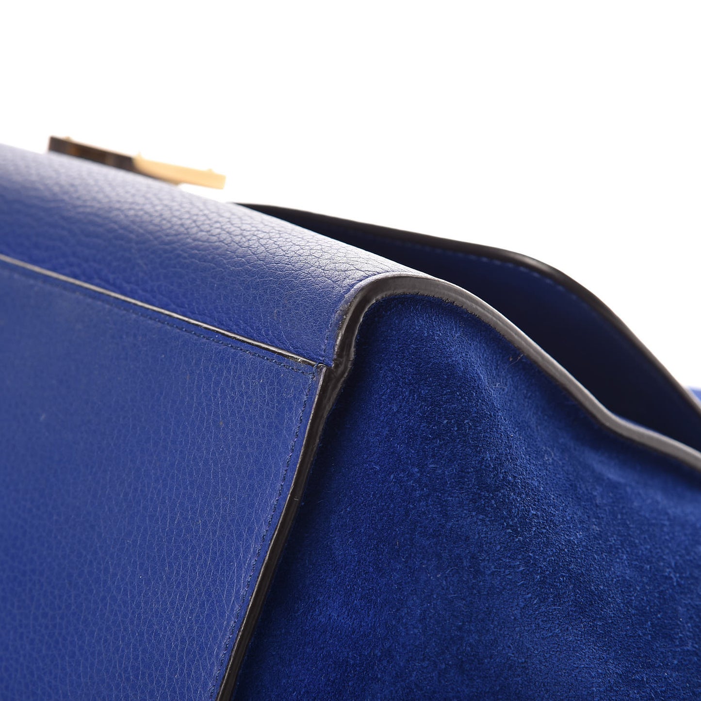 Drummed Calfskin Suede Medium Trapeze Indigo