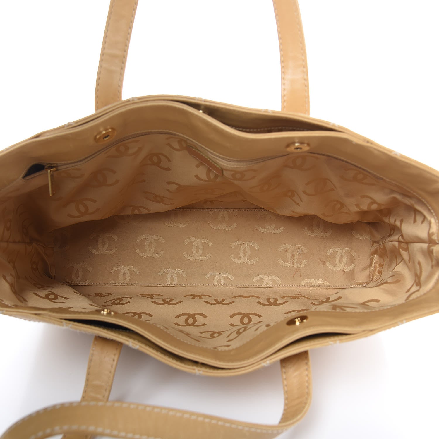 Chanel Calfskin Contrast Stitch Surpique Tote Beige 5 of 22