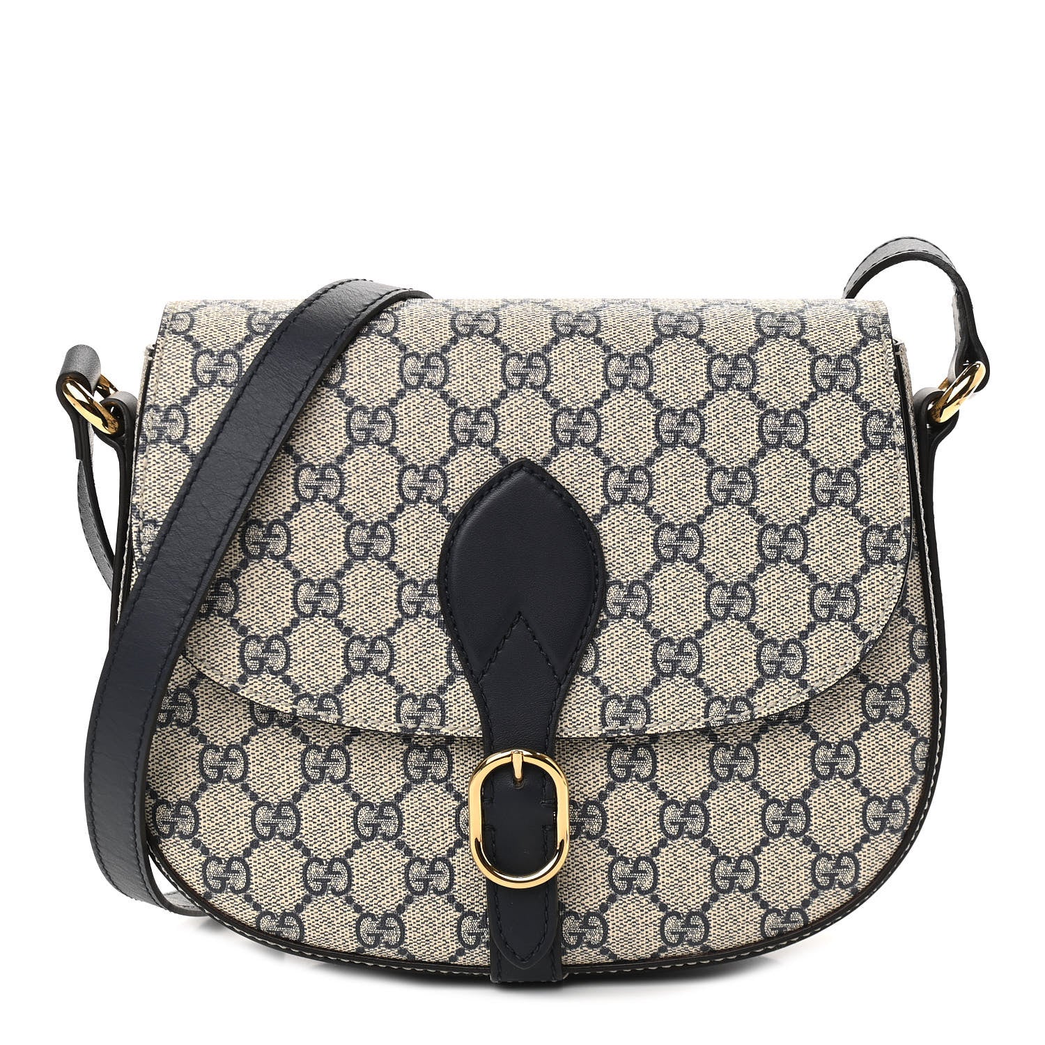 Gucci GG Supreme Monogram Small Messenger Shoulder Bag Beige Blue Navy 1 of 9