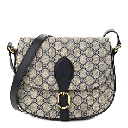 Gucci GG Supreme Monogram Small Messenger Shoulder Bag Beige Blue Navy 1 of 9