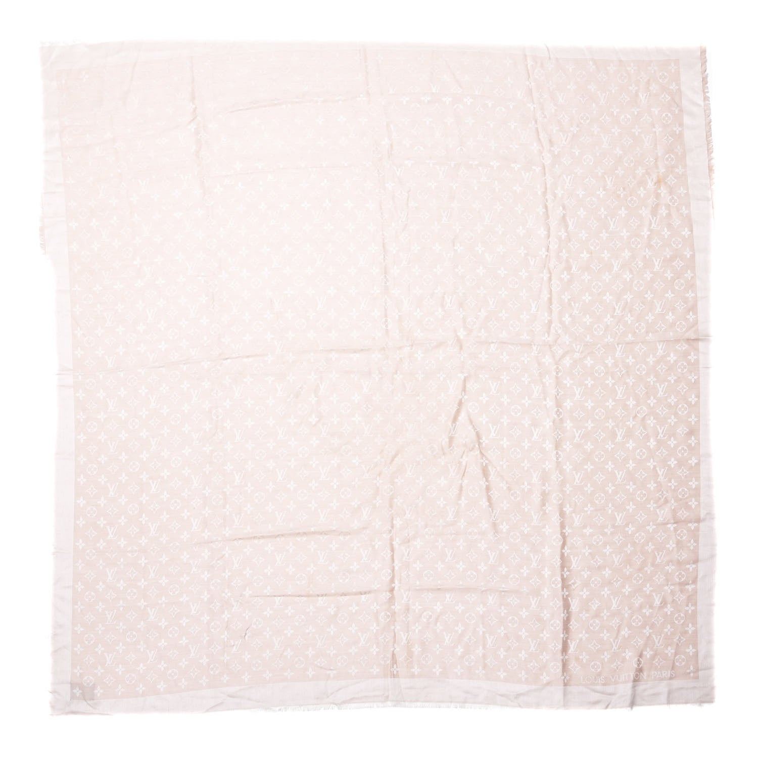 Louis Vuitton Silk Wool Monogram Shine Shawl Natural 1 of 5