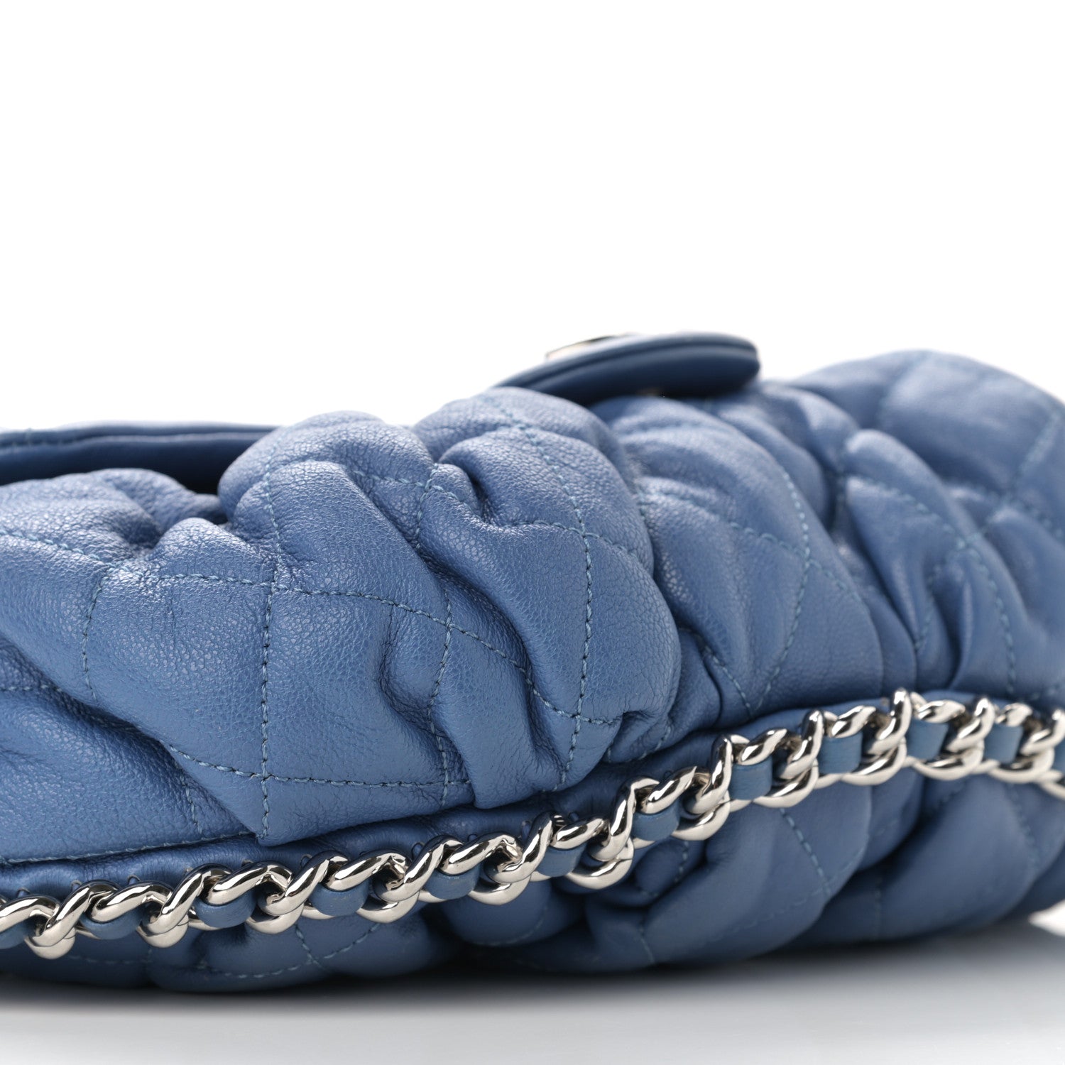 Chanel Washed Lambskin Quilted Medium Chain Around Messenger Blue 9 of 10