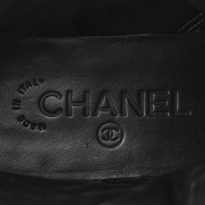 Chanel Calfskin Quilted Lace Up Combat Boots 38 Black 7 of 11