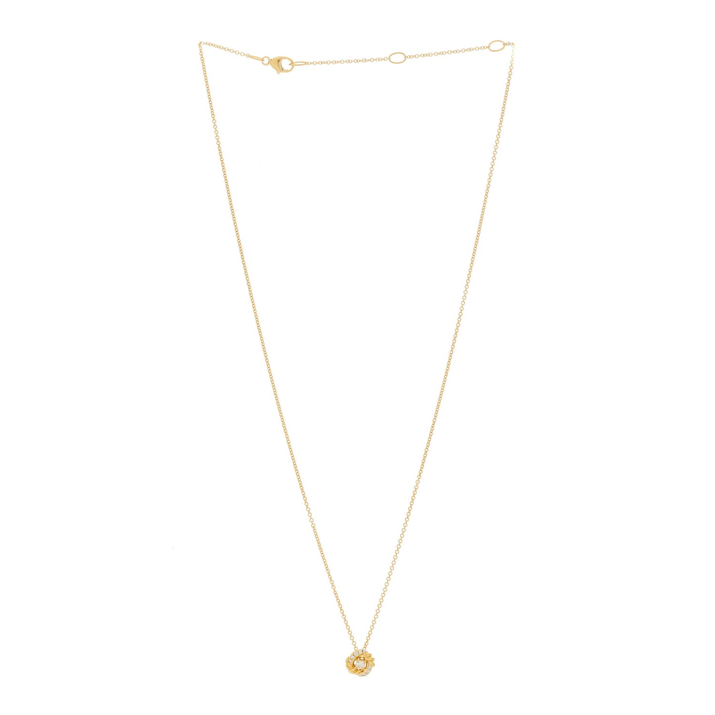 18K Yellow Gold Diamond 8mm Petite Infinity Pendant Necklace
