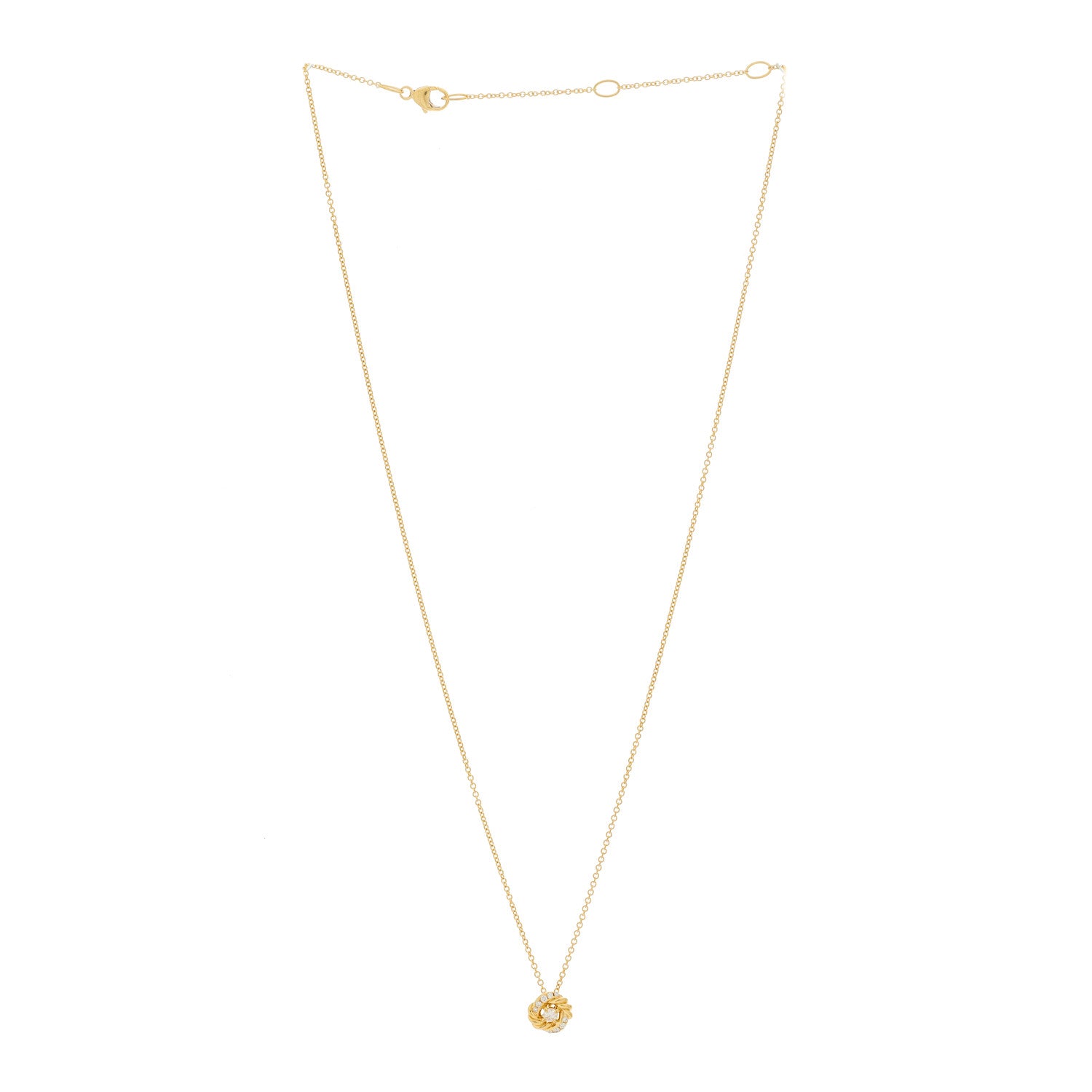 David Yurman 18K Yellow Gold Diamond 8mm Petite Infinity Pendant Necklace 3 of 5