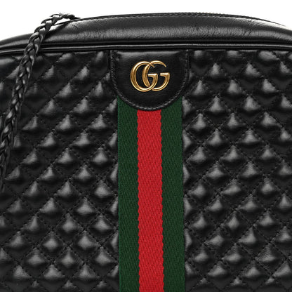 Gucci Calfskin Web Trapuntata Small GG Shoulder Bag Black 8 of 11