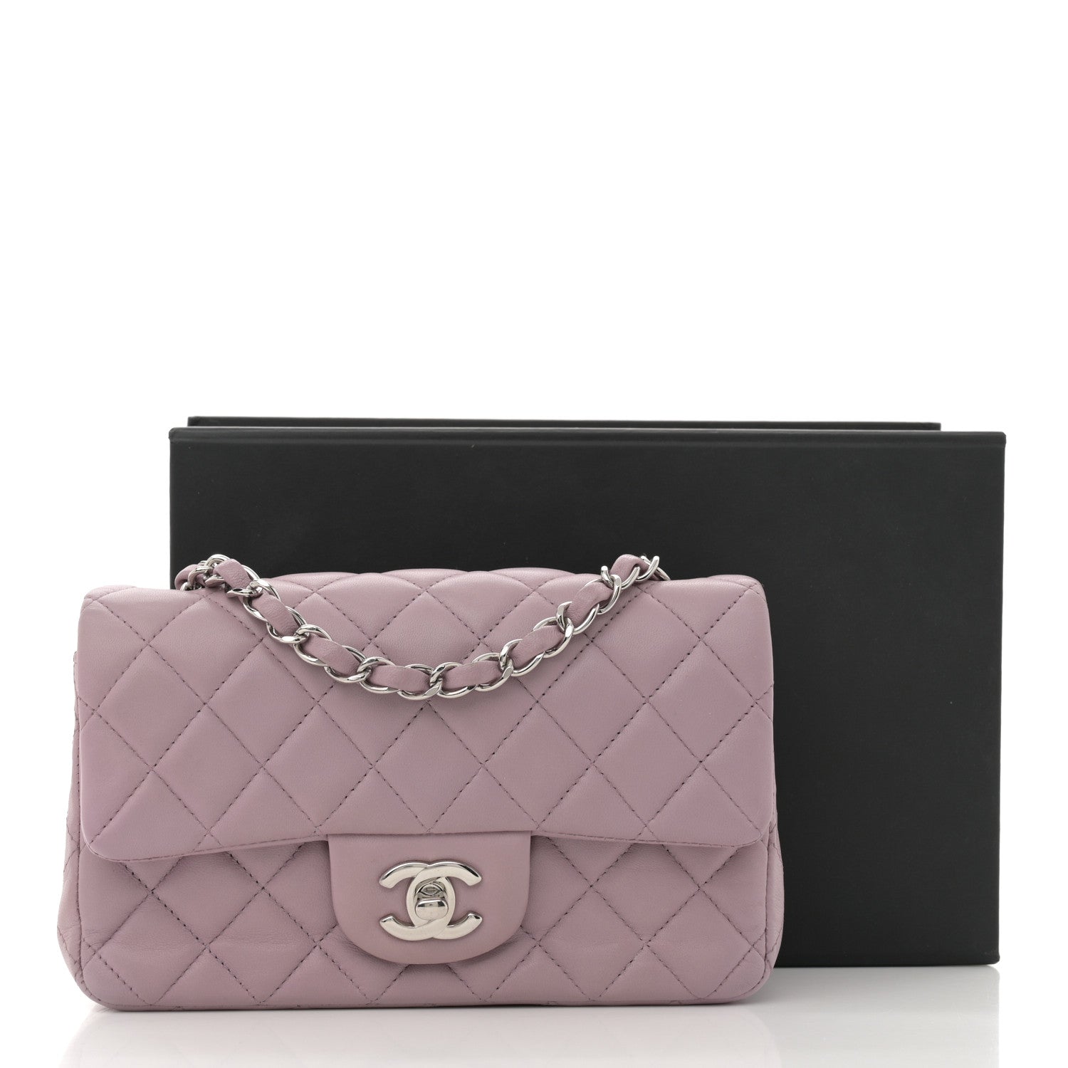 Chanel Lambskin Quilted Mini Rectangular Flap Light Purple 11 of 11