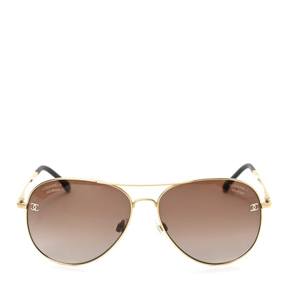 Chanel Metal Polarized Aviator CC Sunglasses 4189-T-Q Brown 2 of 6