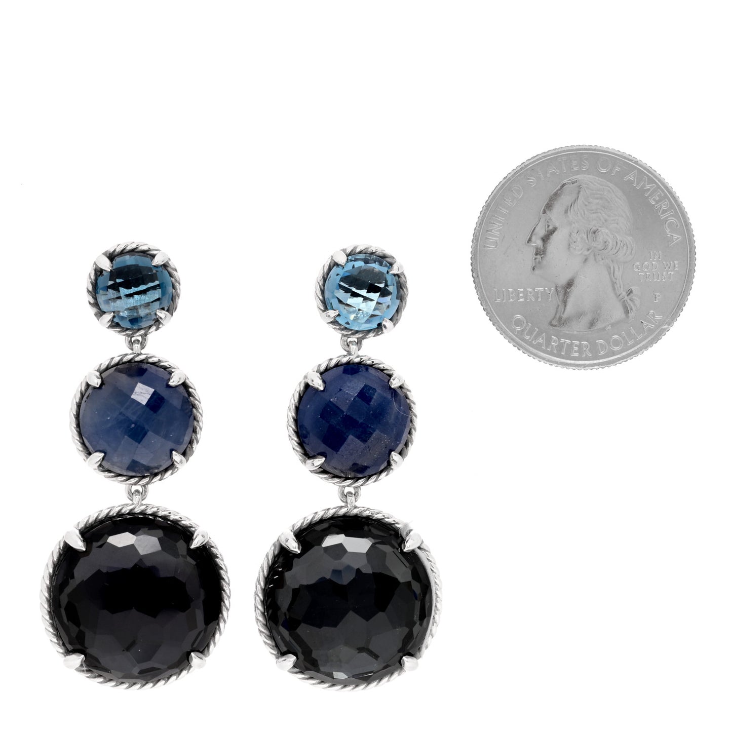 Sterling Silver Multi Gemstone Chatelaine Drop Earrings