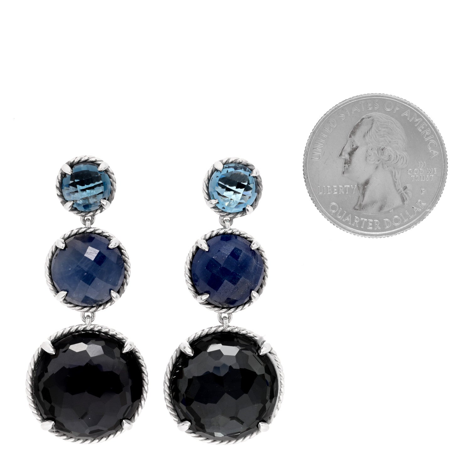 David Yurman Sterling Silver Multi Gemstone Chatelaine Drop Earrings 2 of 4