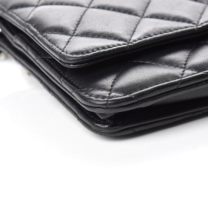 Chanel Lambskin Quilted Wallet On Chain WOC Black 9 of 18