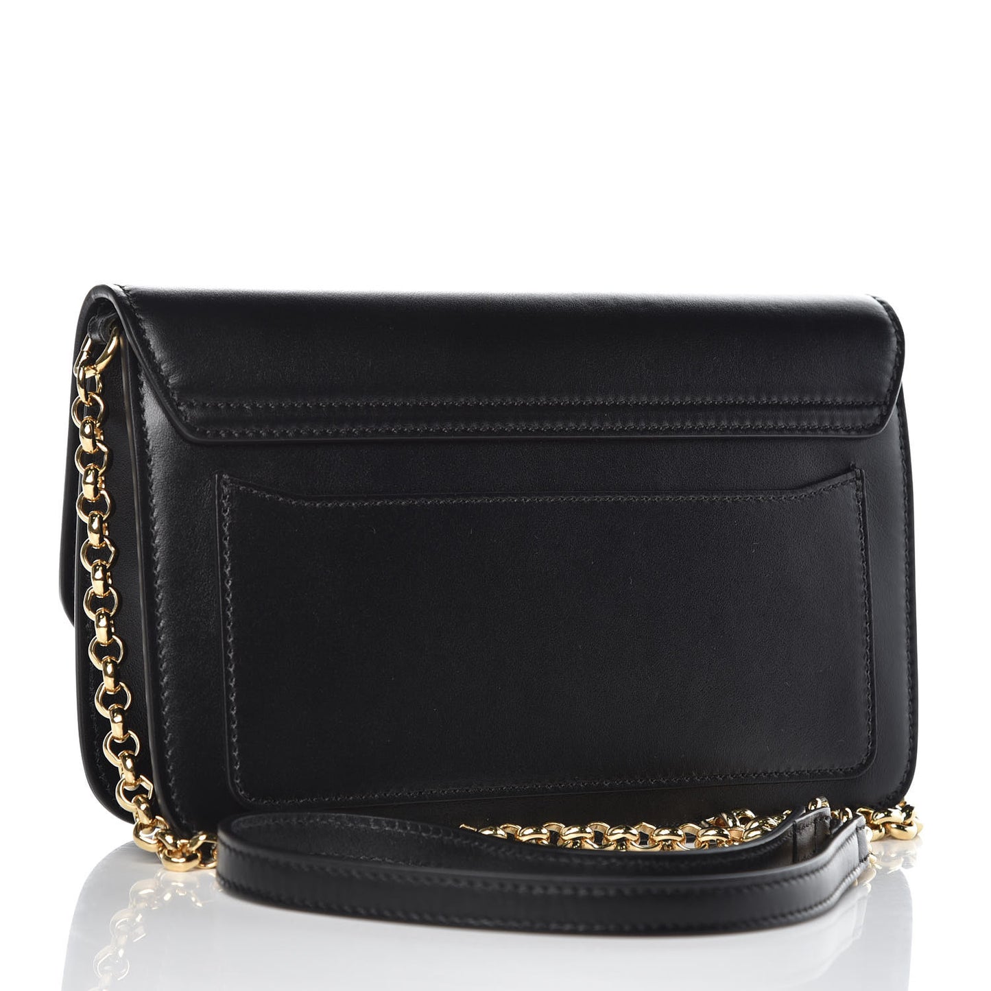 Calfskin Suede C Clutch With Chain Black