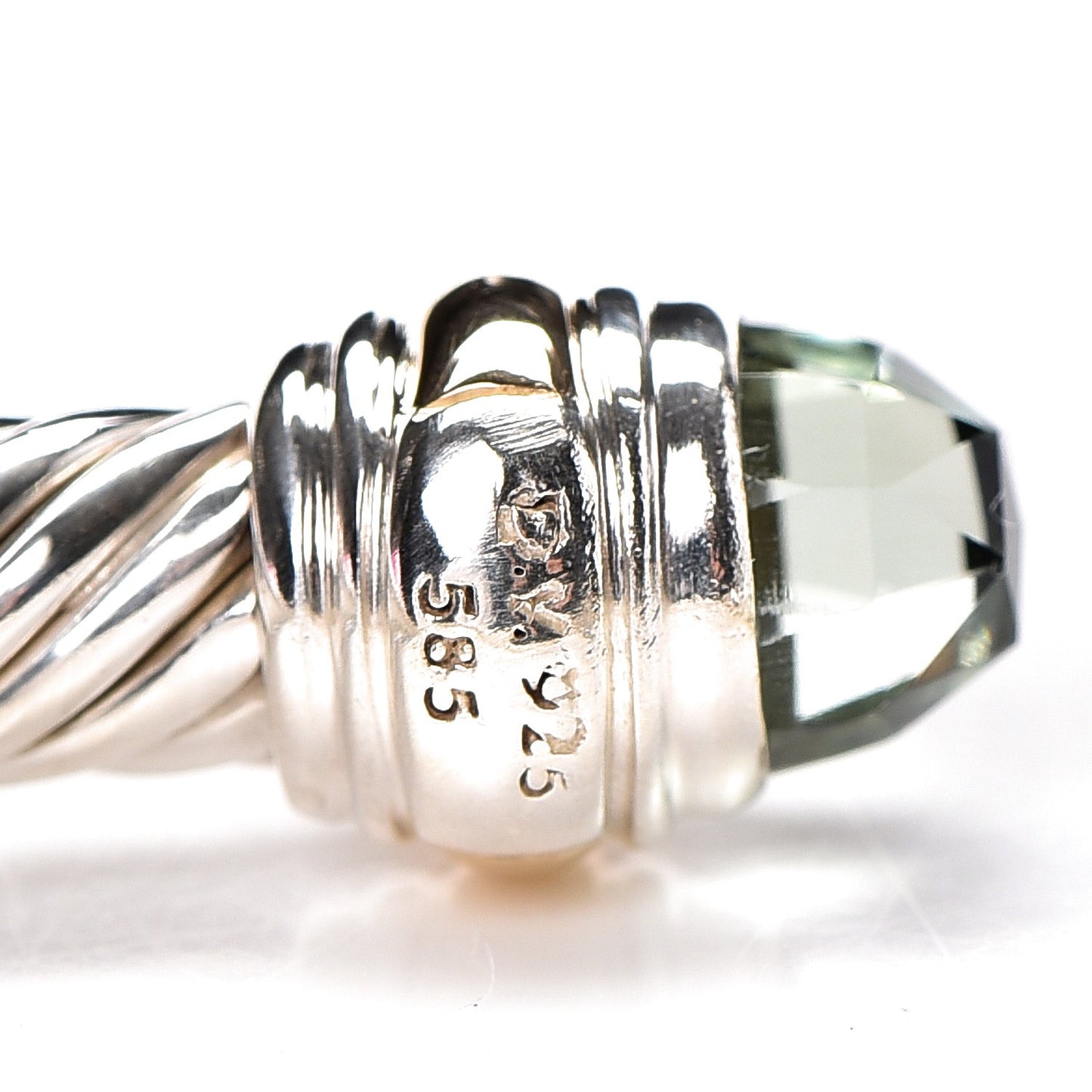 Sterling Silver 14K Yellow Gold Prasiolite 5mm Cable Classics Bracelet