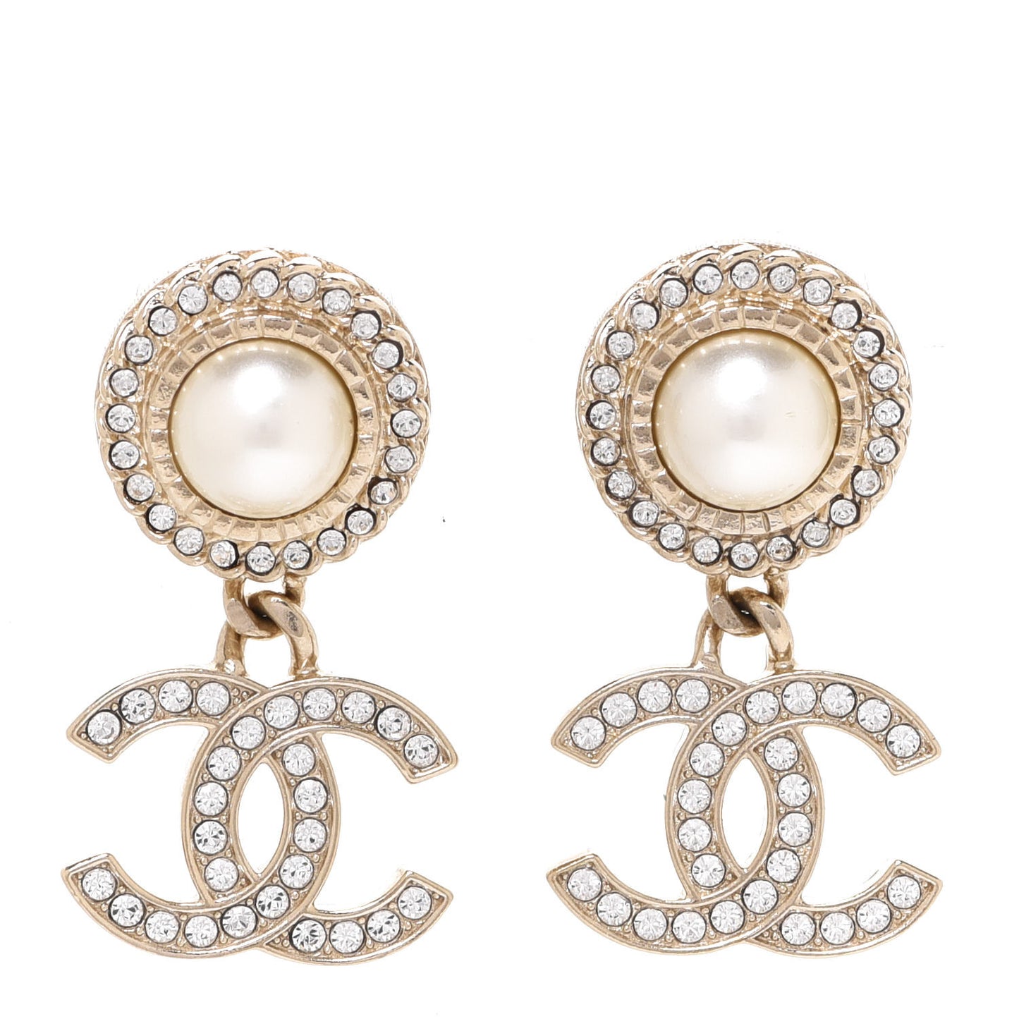 Crystal Pearl Bow-tiful CC Drop Earrings Gold