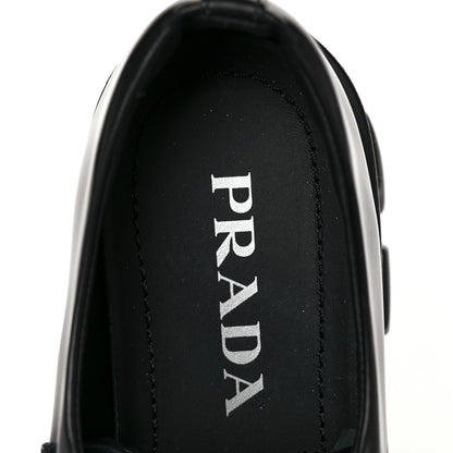 Prada Spazzolato Rois Metal Triangle Logo Monolith 55mm Loafers 38 Black 8 of 10