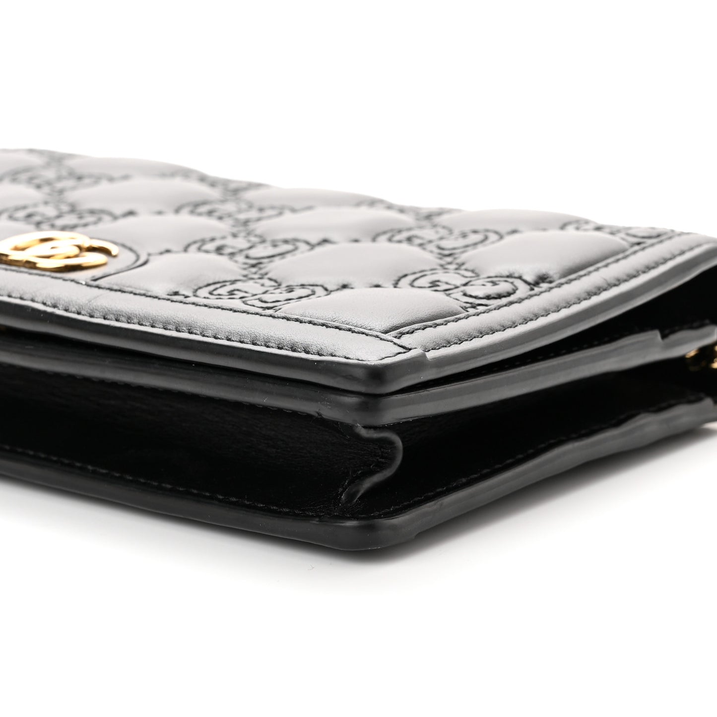 Calfskin GG Matelasse Chain Wallet Black