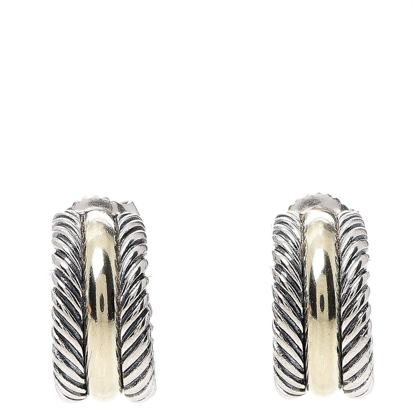 Sterling Silver 14K Yellow Gold 16mm Cable Classics Hoop Earrings