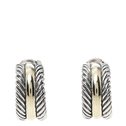 David Yurman Sterling Silver 14K Yellow Gold 16mm Cable Classics Hoop Earrings 1 of 5
