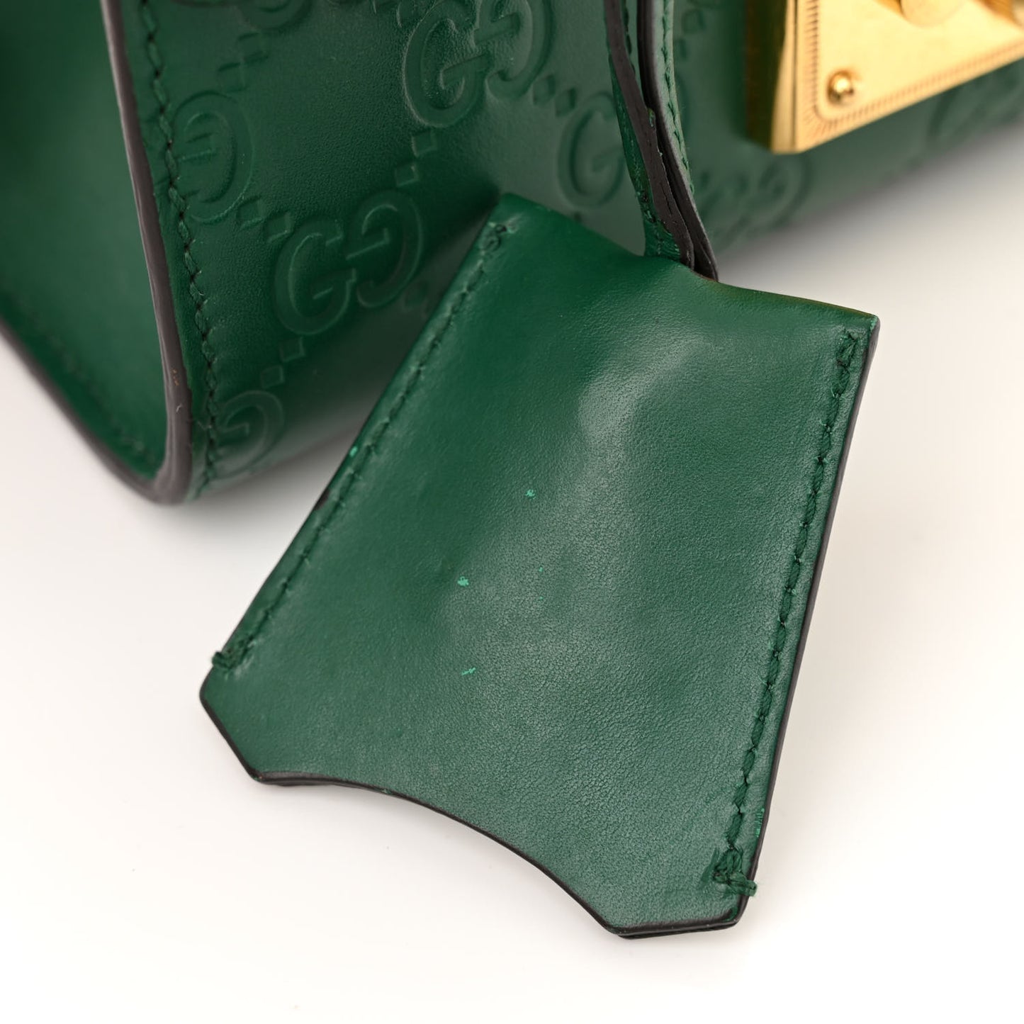 Guccissima Small Padlock Shoulder Bag Emerald