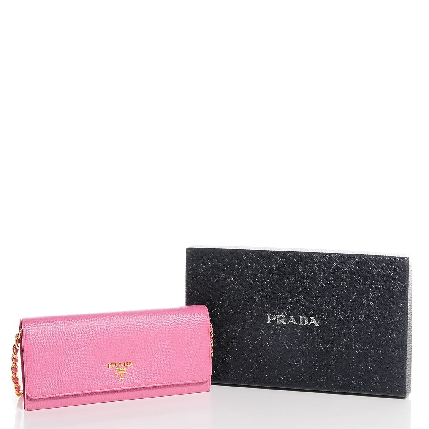 Saffiano Metal Oro Chain Wallet Begonia