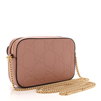Gucci Calfskin GG Super Mini Debossed Chain Wallet Dust Carmine 3 of 11