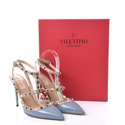 Valentino Garavani Patent Rockstud Ankle Strap Pumps 40 Stone Poudre 10 of 10