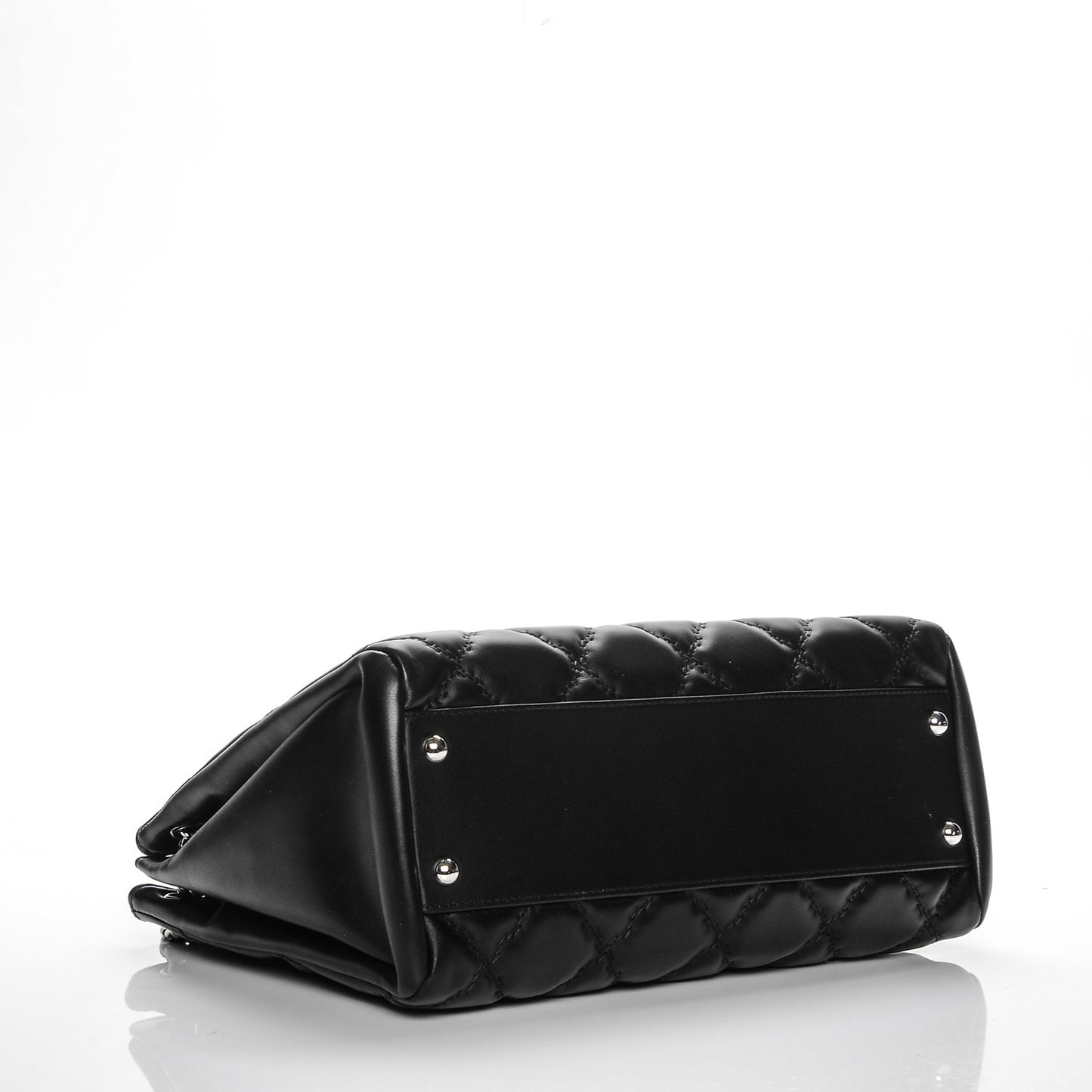 Calfskin Double Stitch Large Hamptons Flap Bag Black