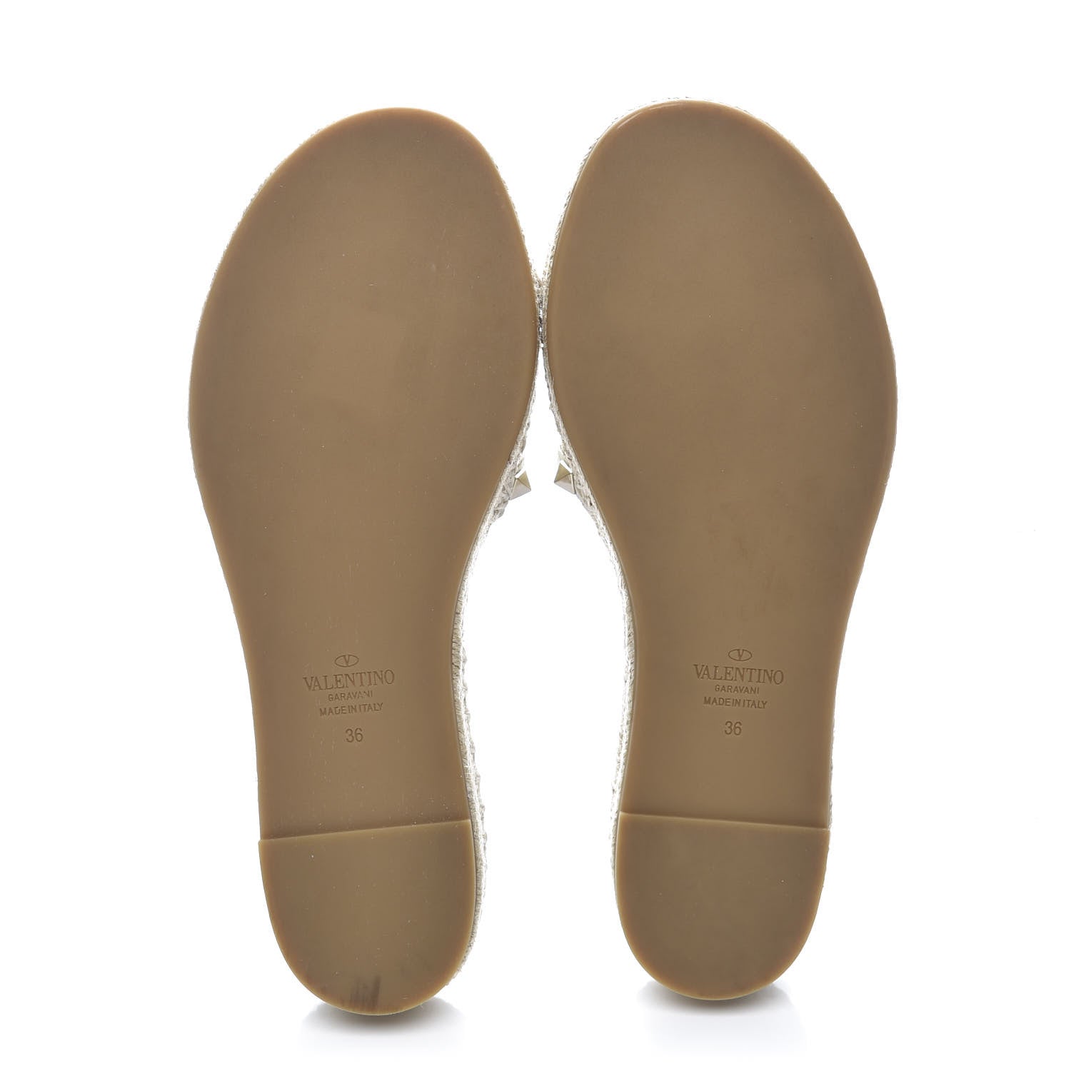 Valentino Garavani Grained Calfskin Rockstud Espadrille Flat Slide Sandals 36 Ivory 5 of 9