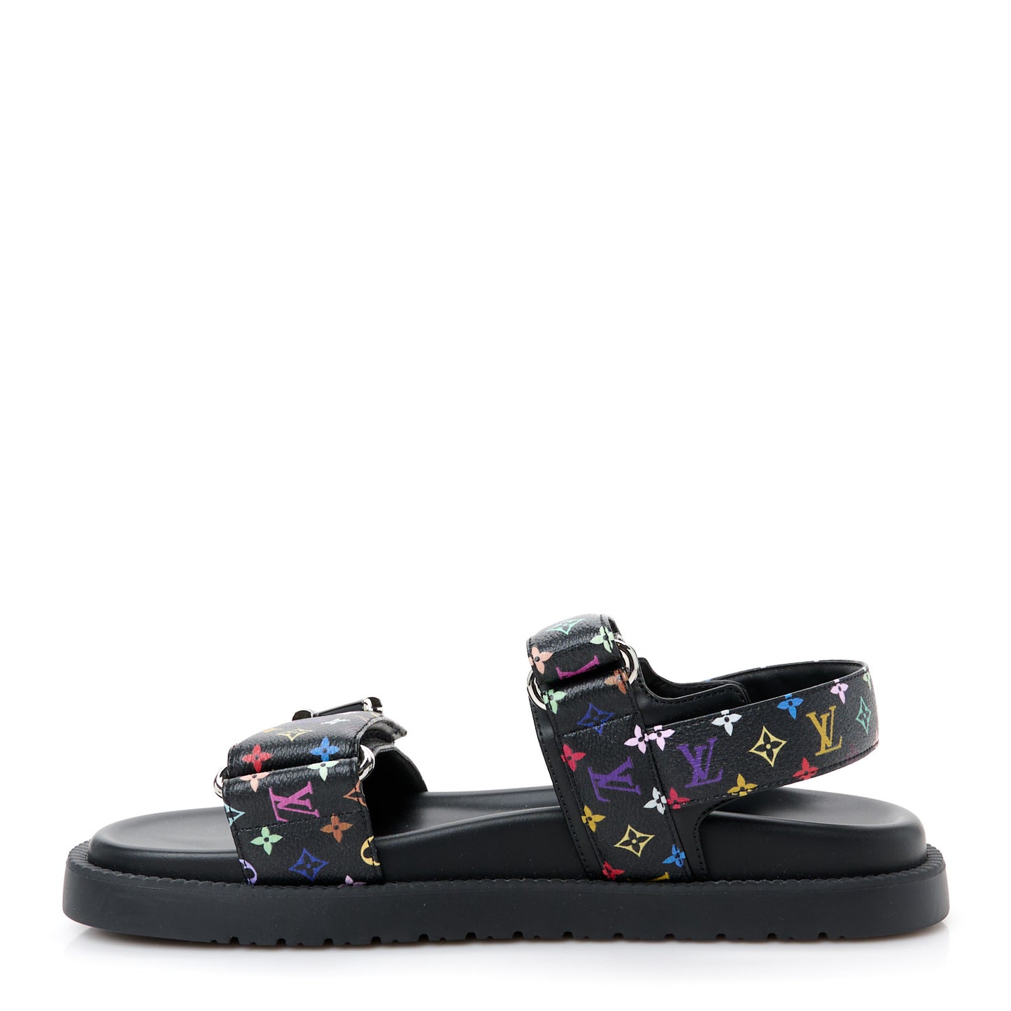 LV X TM Monogram Multicolor Sunset Flat Sandals 38 Black