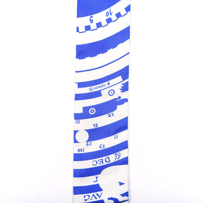 Hermes Silk Astrologie a Pois Twilly Bleu Royal Black White 4 of 4