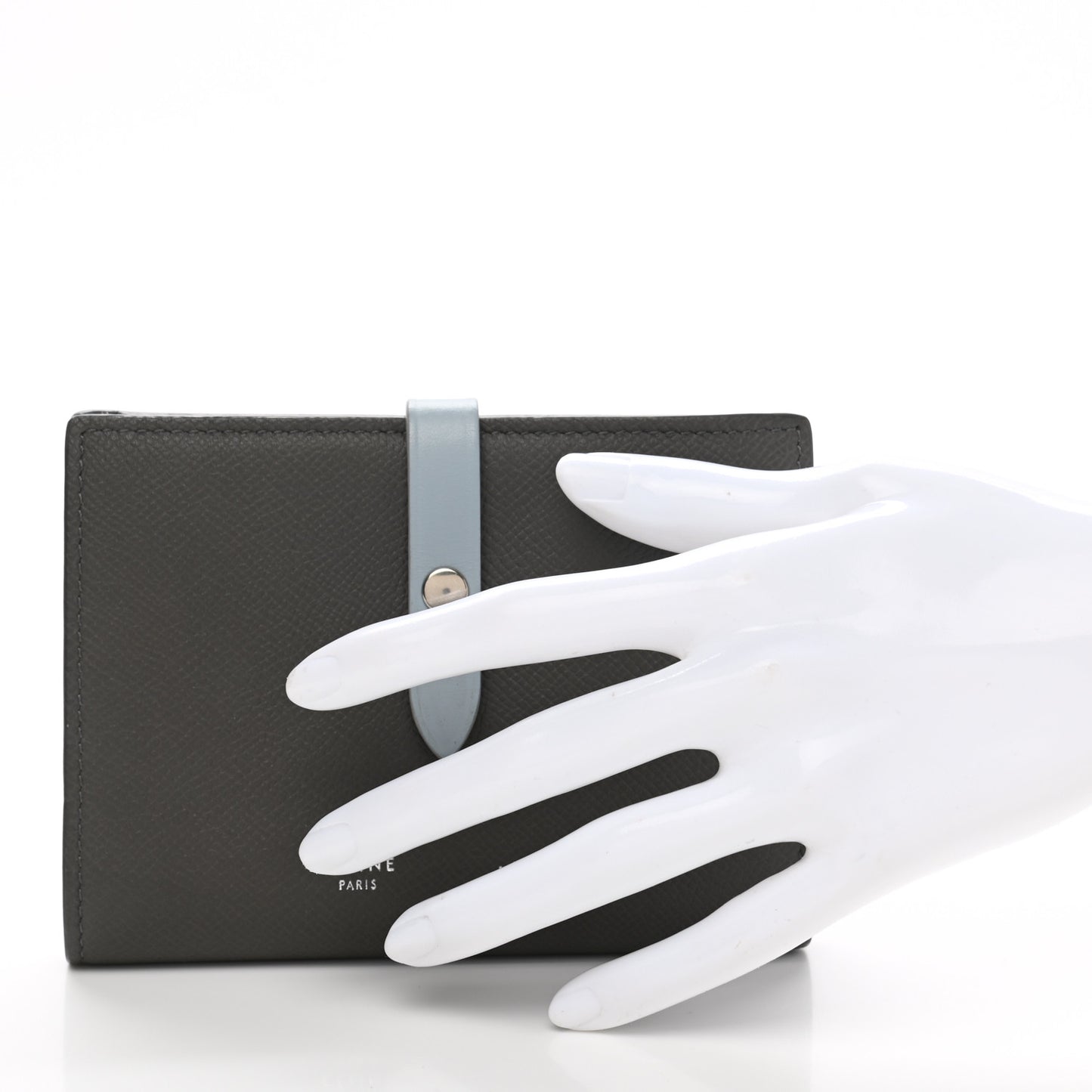 Grained Calfskin Medium Multifunction Strap Wallet Pebble Mineral