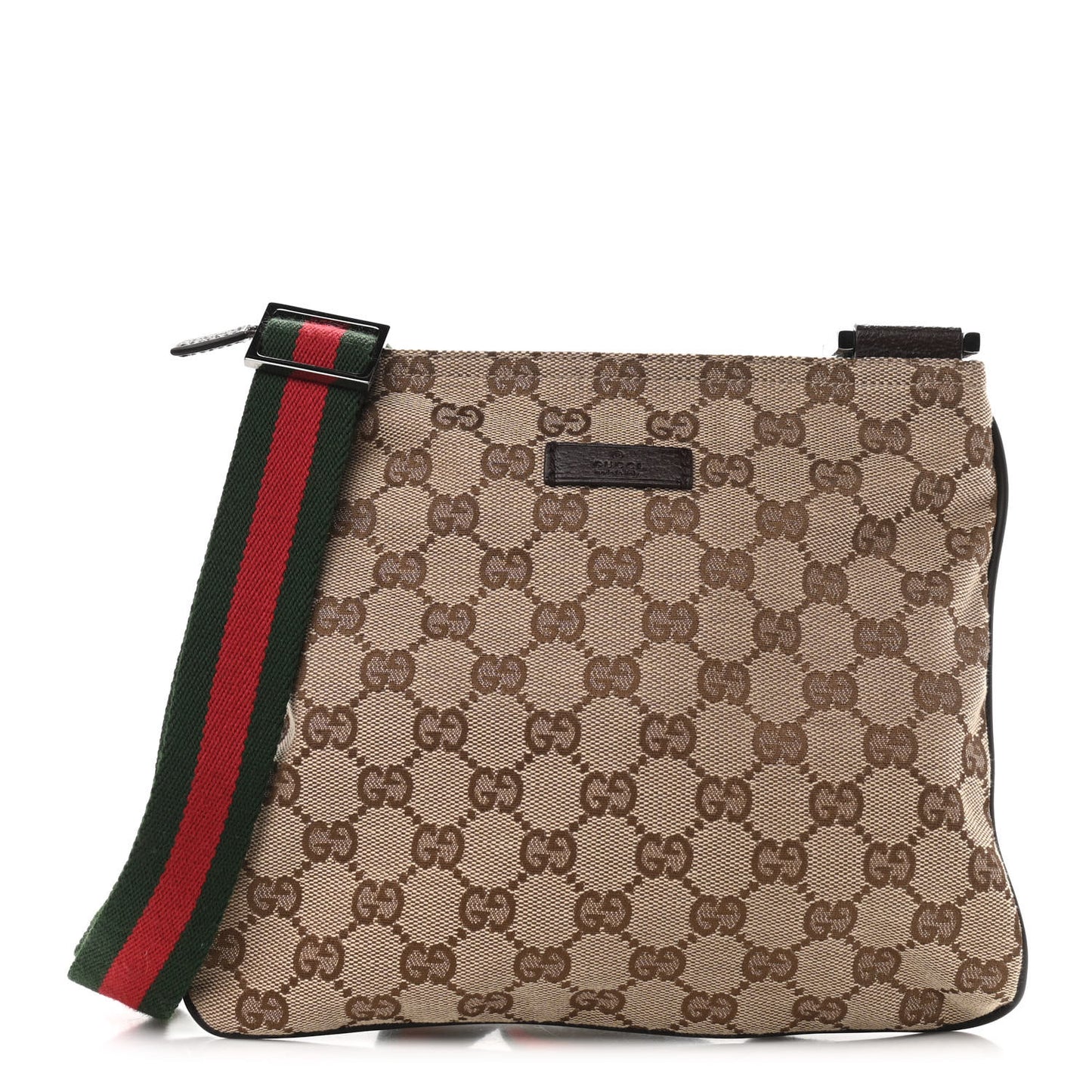 Monogram Web Small Flat Messenger Bag Brown